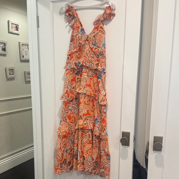 Misa Los Angeles Dresses & Skirts - Misa Los Angeles Vibrant Floral Maxi Dress - Orange and Blue